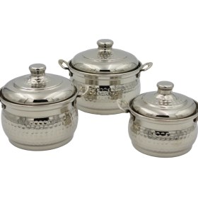 Resim Turna Bakır Mini Güveç Tencere 3'lü Takım El Dövme Nikel TURNA8184-2 