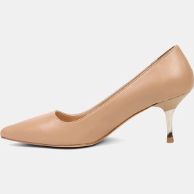 Resim Desa Kadın Ten Sivri Burunlu Deri Stiletto 