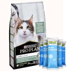 Resim Pro Plan Live Clear Sterilised Hindi Kısırlaştırılmış Kedi Maması 7 Kg + 5 Adet Wooc Kedi Ödülü Lolipop 