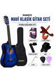 Resim Banupo MG1BL Blue Klasik Gitar Başlangıç Seti (Gitar + Kılıf + Akort Aleti + Gitar Standı + Askı) 