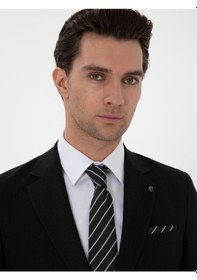 Resim Cacharel Siyah Slim Fit Keten Karışımlı Takım Elbise 