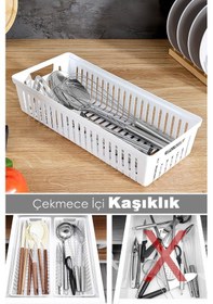 Resim 1 Adet Modüler Kaşıklık - Mutfak Düzenleyici Çekmece İçi Organizer Bıçaklık Kepçelik Beyaz Beyaz 