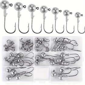 Resim 49 adet. Kalın Başlı Balıkçılık saç tokası Seti Yüksek Kaliteli Balıkçılık saç tokası 1g/2g/3.5g/5g/7g/10g/14g Barbli saç tokası Ucu 