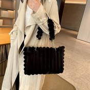 Resim Lüks Sahte Kürk Çanta Kadınlar için - Kaza Stili, Zip Kapatma, Ayrılabilir Omuz Askısı, El Tutma, Büyük Kapasite, Polyester Astarlı, Yıkanamaz - Siyah, Beyaz, Kahve, Gül Kırmızı 