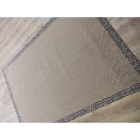 Resim Çam Halı Sisal 9709 Bej / Gri Bordürlü Jüt Sisal Kilim - 80x300 