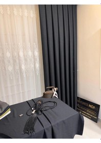 Resim Nivemeshome Roma Keten 1/3 Sık Pileli Antrasit Fon Perde Apm Antrasit 