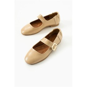 Resim Aleyna Kadın Yumuşak Babet Toka Detaylı Günlük Ayakkabı Bej 