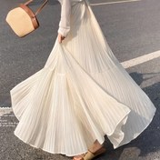 Resim Kadınların Fransız Tarzı Moda Uzun Etek, Rahat, Bol Kesim, Kemer Yok, Düz Renk, Normal Uzunluk, Yaz, Pileli Alt, Polyester, Esnemez, Astarlı, Plaj, Parti, Seyahat İçin 