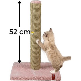 Resim 52cm Lüx Tırmalama Tahtası Catnipli Jüt Tırmalama Pembe Minder Yüzey 