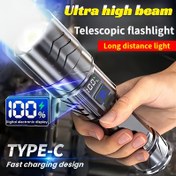 Resim Dijital Ekranlı Şarj Edilebilir LED Spot Işık, Ultra Yüksek Işın, Tip-C Hızlı Şarj, Taşınabilir Açık Acil Işık, Uzun Işın, USB Şarj, 18650 Lityum Pil, Plastik Gölgelik, Lazer Yok, Spot Işık Aparatı, Acil Işık | Ultrahigh Beam Işık | Tip-c Hızlı Şarj, Fenerler için LED Işıklar 