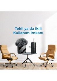 Resim Genz Bilişim Kablosuz Yaka Mikrofonu Tip-c Android Kamera Apple Uyumlu iPhone Stüdyo Mikrofonu Için Ses Video Canlı Yayın Siyah 