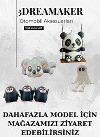 Resim 3DreaMaker Sevimli Kalpli Panda Dikiz Aynası Süsü - Araç İçi Aksesuar 