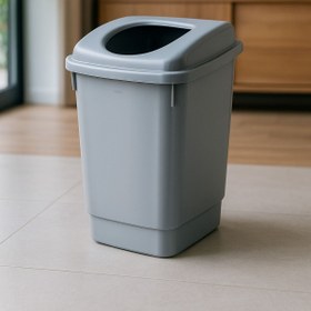 Resim Melkan Home Metalik Gri Banyo Çöp Kovası 27 Litre Atık Kutusu Cafe Otel Çöp Kovası Geri Dönüşüm Kutusu 27 Litre 