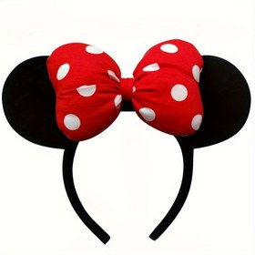 Resim Kırmızı Polka Dotlı Kemerli Minnie Mouse Başlık Bandı - Sevimli Karikatür Saç Aksesuarı, Kadınlar ve Çocuklar için, Giysilerle Oynamak, Partiler ve Temalı Etkinlikler için Mükemmel, Temalı Etkinlik Aksesuarı | Oyuncak Tasarımı | Dayanıklı Başlık Bandı, Minnie Mouse Kulaklar 
