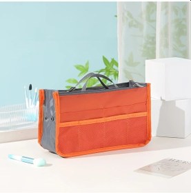 Resim Sunshine011 Çok Bölmeli Dayanıklı Turuncu Nylon Tote Bag Organizer Seyahat Aksesuar Çantası 