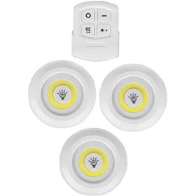 Resim Uzaktan Kumandalı 3'lü Spot Led Lamba, Kablosuz Pilli Işıldak Açık Bej 
