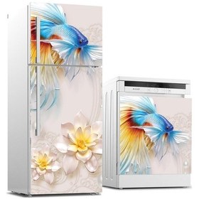 Resim Buzdolabı Ve Bulaşık Makinası Beyaz Eşya Sticker Kaplama 3D Balık (540884424) 
