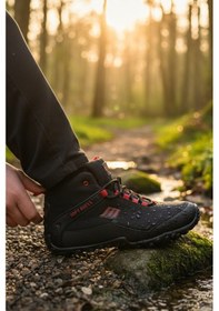 Resim Enoch Erkek Termal Soft Shell Su Geçirmez Outdoor Trekking Ve Doğa Botu Siyah - Kırmızı 