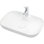Resim Lapino Premium Class 60 cm Tezgah Üstü Lavabo Batarya Delikli Beyaz 