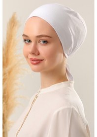 Resim Melodi Scarf Dikişsiz Penye Bone Beyaz Beyaz 