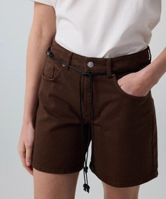 Resim Kahverengi Kuşaklı Mom Fit Non Denim Şort Is1260013072074 | Ipekyol - Kahverengi / 36 