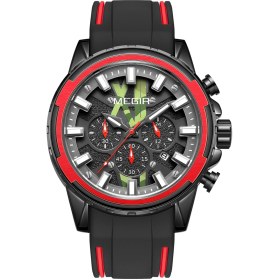 Resim 2133 Erkekler İçin Çok Fonksiyonlu Spor Kuvars Saat Kronograf/takvim/3atm Su Geçirmez/ışıklı Silikon Kayışlı Titanyum 