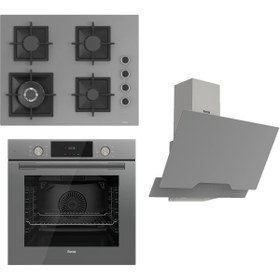 Resim Ferre Flameart Sc Serisi Gri Set (SC408-WFA + QMS63CPR +D065 ) - 65 Cm'lik Kare Döküm Izgara-Wok 