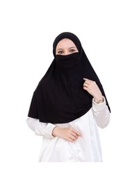 Resim Modish Group Hazır Başörtüsü Pratik İslami Giyim Penye Peçeli Türban Namaz İçin Yumuşak Eşarp Siyah 