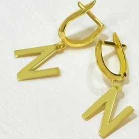 Resim Papatya Silver 925 Ayar Gümüş Gold Kaplama Harf Halka Küpe 