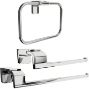 Resim Fndhome Paslanmaz Lux 3'lü Banyo Seti Kapaksız Kağıtlık Yuvarlak Havluluk Solo Havluluk 