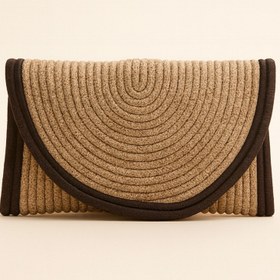 Resim Efuliz Home Handmade El Geçirme Detaylı Jüt Hasır Çanta, Zarf Portföy Bambu-Hasır Renk Clutch Çanta. 