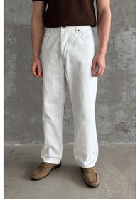 Resim Erkek Regular Jean Pantolon Beyaz 