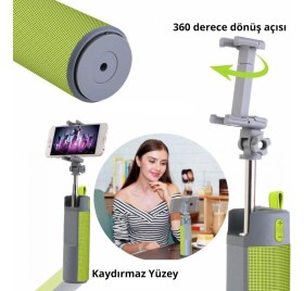 Resim Nettech Wireless Speaker, Powerbank ve Selfie Çubuğu Stereo Bluetooth Speaker 