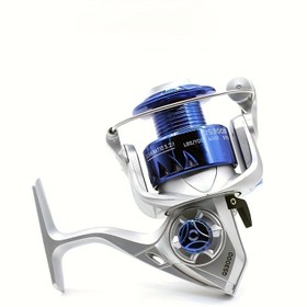 Resim 1 adet Premium Döner Balıkçılık Makarası - 5.2:1 Dişli Oranı, Katlanabilir Kolu, Yükleme Kolu, Tuzlu ve Tatlı Su Balıkçılığı için Pürüzsüz Balıkçılık Deneyimi - Her İki Elde Kullanılabilir, Dayanıklı PA Naylon Makara, Mavi ve Gümüş Tasarım, Gerçek Balıkçılar İçin İdeal, Balıkçılık Makarası | Ergonomik Kolu | Pürüzsüz Döngü, Balıkçılık Makarası 