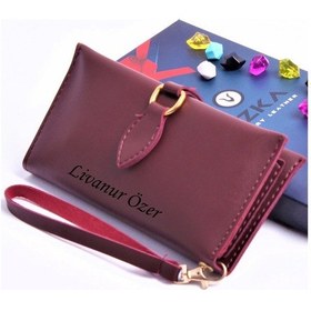 Resim Bordo Damla Model Trend Kadın Cüzdanı Bordo 