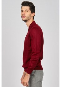 Resim Pave Erkek Baklava Desenli Yün Kazak 4536034 Bordo Bordo 