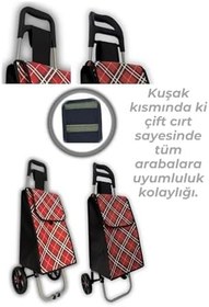 Resim Geniş ve Kullanışlı Pazar Arabası Çantası – Tela Kumaş, 42 L Kapasiteli 
