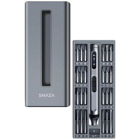 Resim shaza 50 Parça Şarjlı Hassas Tornavida Seti – Led Işıklı, Mıknatıslı Alüminyum Kasa, Type-c, Telefon 