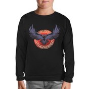 Resim Raven Bird Screaming Siyah Çocuk Sweatshirt 