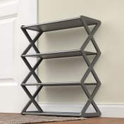 Resim 4 Katlı Minimalist Metal Ayakkabı Rafı - Yer Tasarrufu Sağlayan, Kolay Kurulumlu ve Dayanıklı Tasarım, Giriş Holü, Yatak Odası ve Yurt İçin Uygun | Basit Tarz Metal Ayakkabı Askısı 