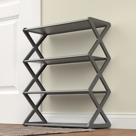 Resim 4 Katlı Minimalist Metal Ayakkabı Rafı - Yer Tasarrufu Sağlayan, Kolay Kurulumlu ve Dayanıklı Tasarım, Giriş Holü, Yatak Odası ve Yurt İçin Uygun | Basit Tarz Metal Ayakkabı Askısı 