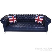Resim Dark Blue Leather Chesterield 