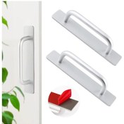 Resim Sürgülü Kapılar İçin Yapışkan Şeritli Gümüş Renkli Alüminyum Kapı Kolları 