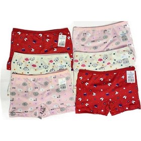 Resim 6 Adet Kız Çocuk Desenli Penye Boxer 403 