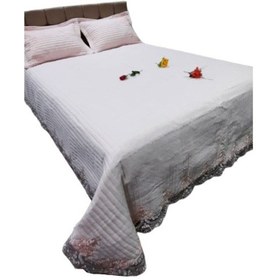 Resim Yatak Örtüsü Zmrt Çift Kişilik Dantelli Çık Pembe Pamuk Pembe 