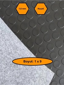 Resim Siyah Paralı Muşamba , Zemin Örtüsü, Kaymaz Özellikli Zemin Paspası, 1x9 Metre 