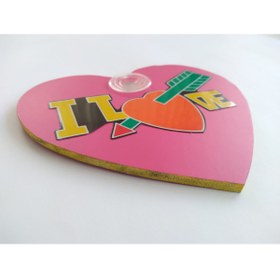 Resim DNZSM DEKOR PLAKA PEMBE - I LOVE (16x14,5cm) vantuzlu Pleksi Dekor Levha PEMBE PLAKA 