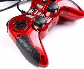 Resim Double Shock 12 Fonksiyon Tuşu USB Bilgisayar kablolu Oyun Kolu kırmızı 