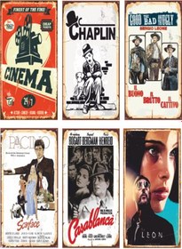 Resim Sinema Temalı 6lı Ahşap Poster Seti-1 