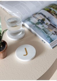 Resim The Mia Mermer Bardak Altlığı J Beyaz 